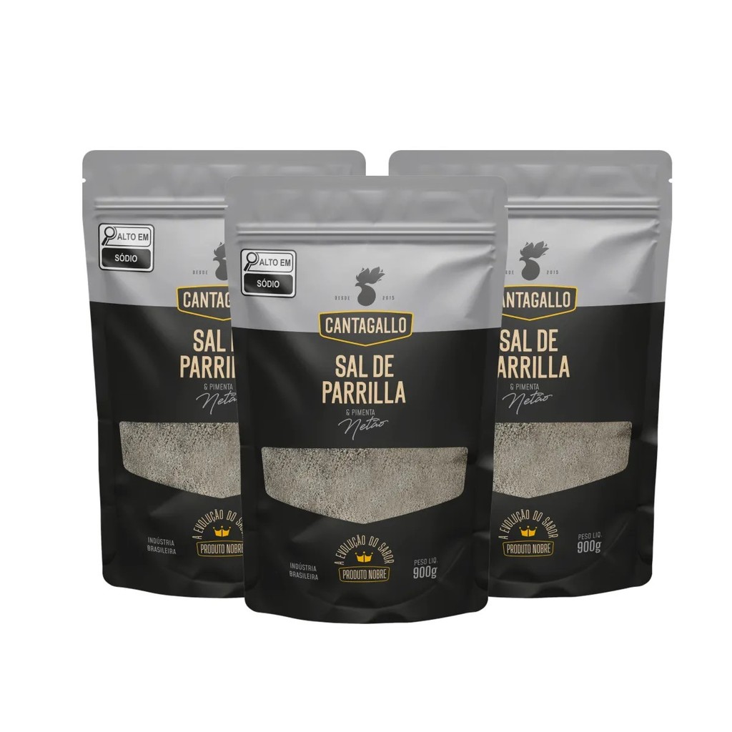 Kit 3 Sal de Parrilla e Pimenta Netão CantaGallo 900g - Refil Atacado Hamburgueria Churrasco em Oferta na Shopee