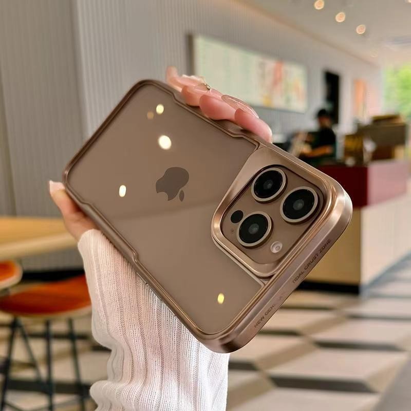 Luxo Deserto Ouro Lente Quadro Caso Duro Para iPhone 16 15 14 13 12 11 Pro Max Completo À Prova De Choque Claro Armadura em Oferta na Shopee