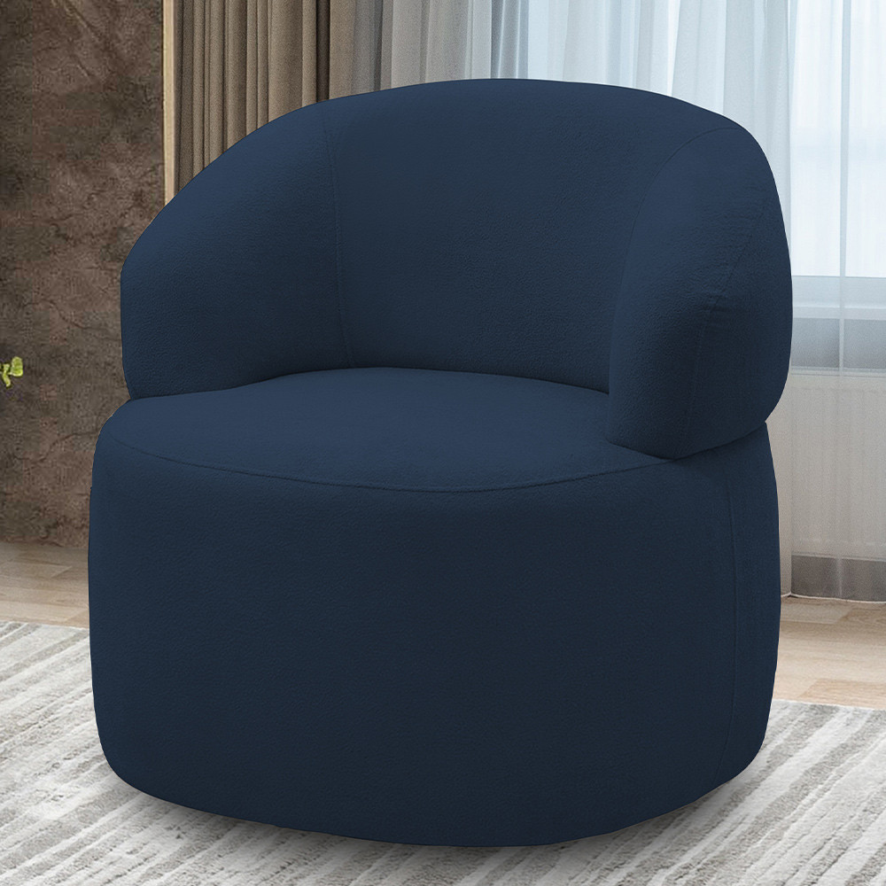 Poltrona Giratória Sala de Estar Living Orgânico Carmen F04 Veludo Azul - Lyam Decor em Oferta na Shopee