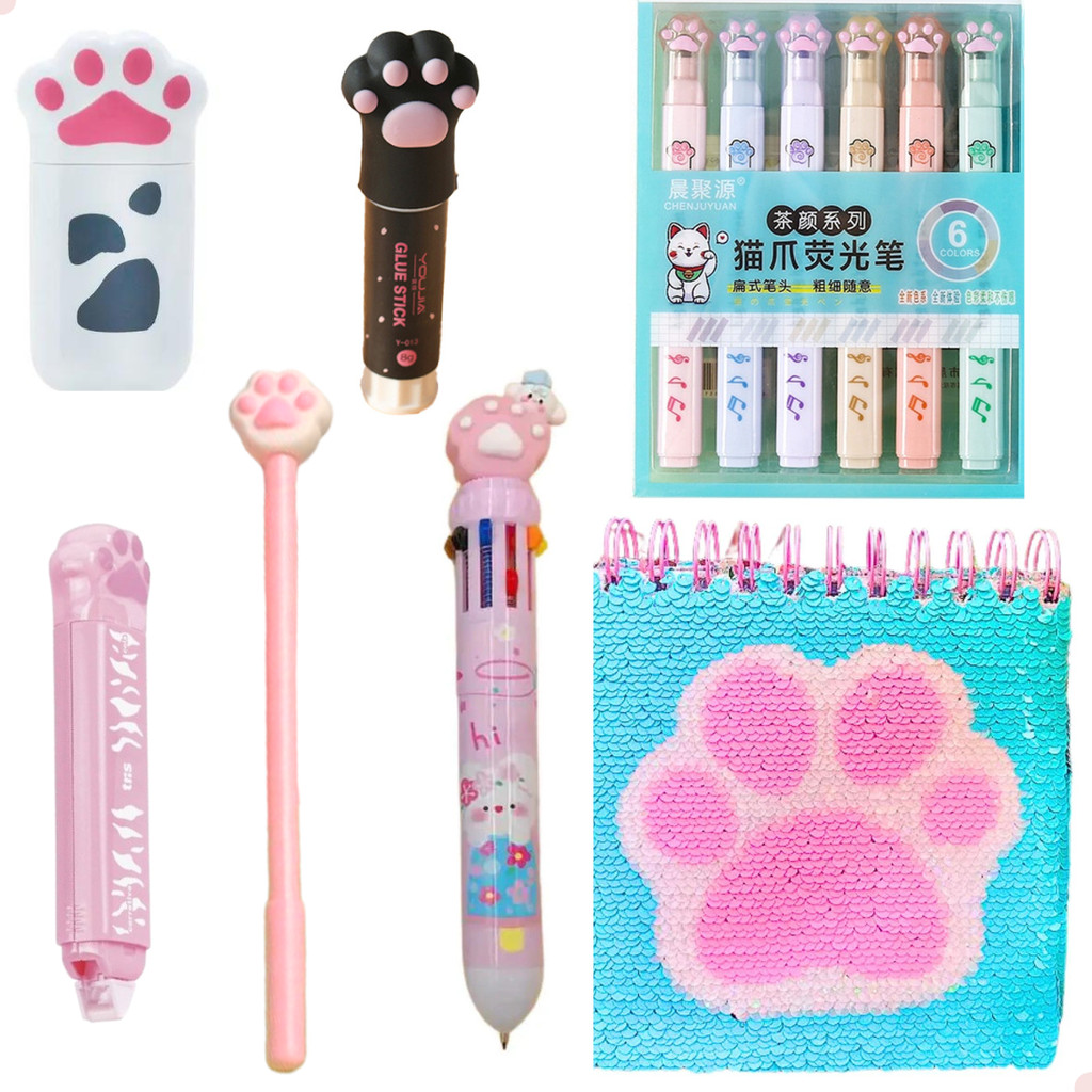 Pronta Entrega - Monte seu Kit Gatinho Papelaria Fofa Divertida Kawaii