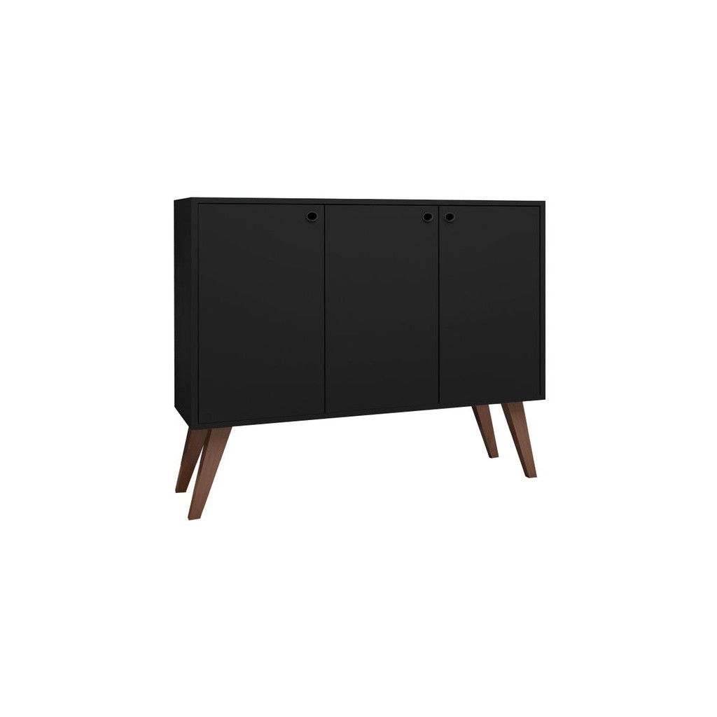 Aparador Buffet Retro Para Sala Estar 3 Portas Congo Preto