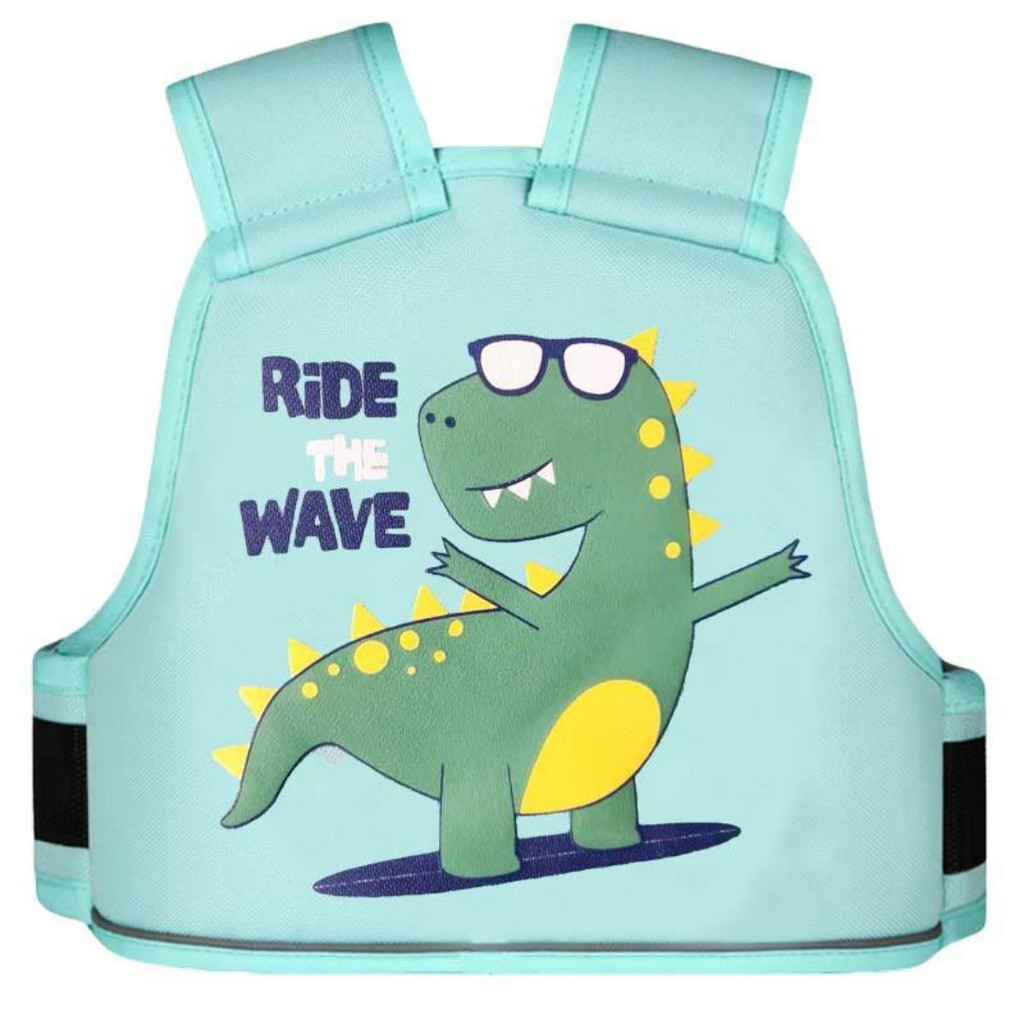 Cinto Segurança Infantil Colete Garupa Moto Bike Bicicleta Desenho Criança Dinossauro Verde Água Ajustável Conforto