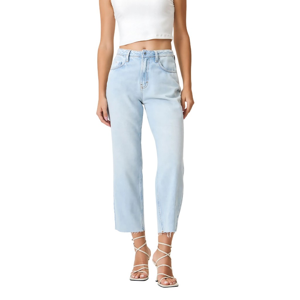 Calça Jeans Turmalina Straight Cropped Flor De Lis