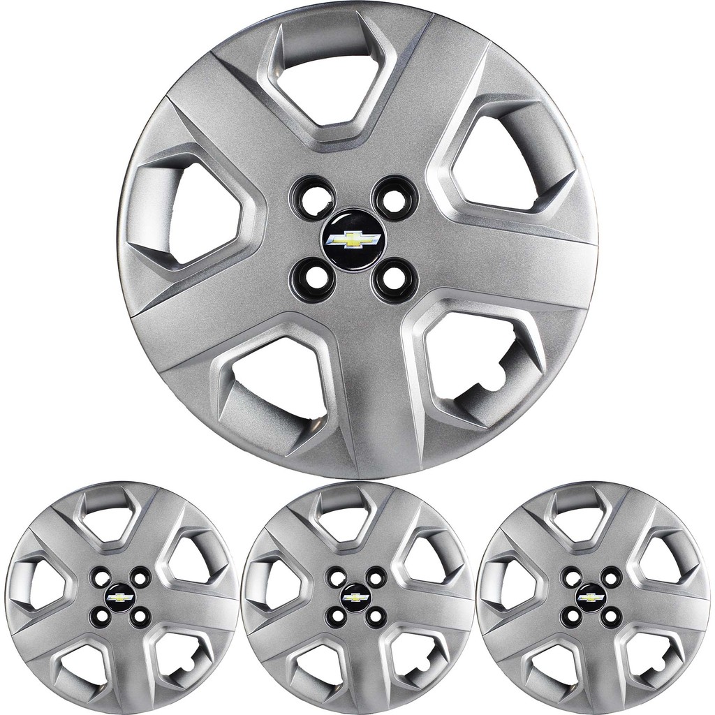 JG 4 Calota Spin 2013 2014 a 2020 Aro 15 Prata Metálico com Emblema