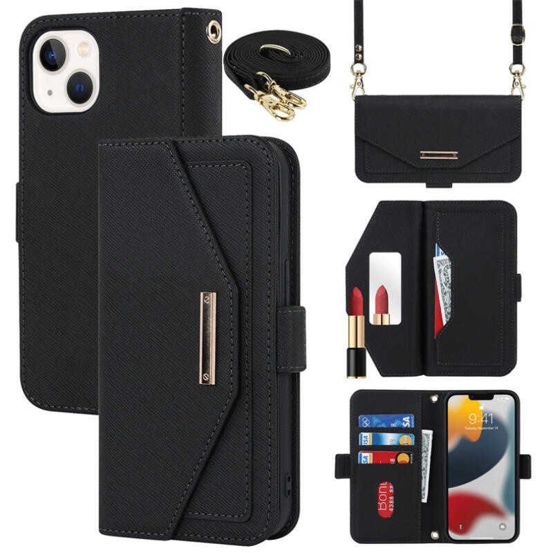 Luxo Crossbody Lanyard Folio Card Slot Cross Grain PU Leather Wallet Phone Case para iPhone 16 15 14 13 12 11 Promax Plu Luxo Crossbody Lanyard Folio Card Slot Cross Grain PU Leather Wallet Phone Case para iPhone 16 15 14 13 12 11 Promax Plu