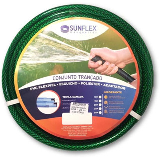 MANGUEIRA PARA JARDIM SUNFLEX TRANÇADA COM ADAPTADOR 1/2 E 3/4 - VÁRIOS TAMANHOS em Oferta na Shopee