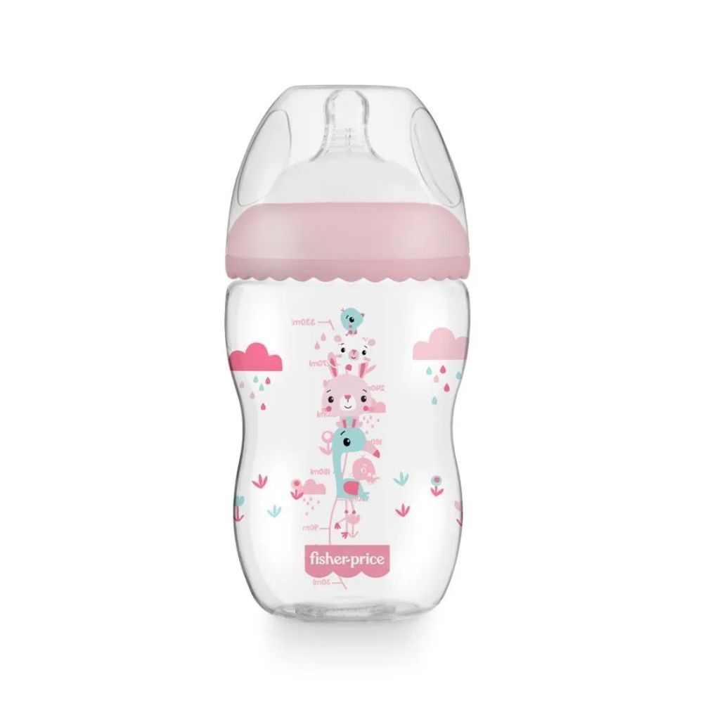 Mamadeira First Moments Rosa Algodão Doce 330ml +4 meses Fisher Price