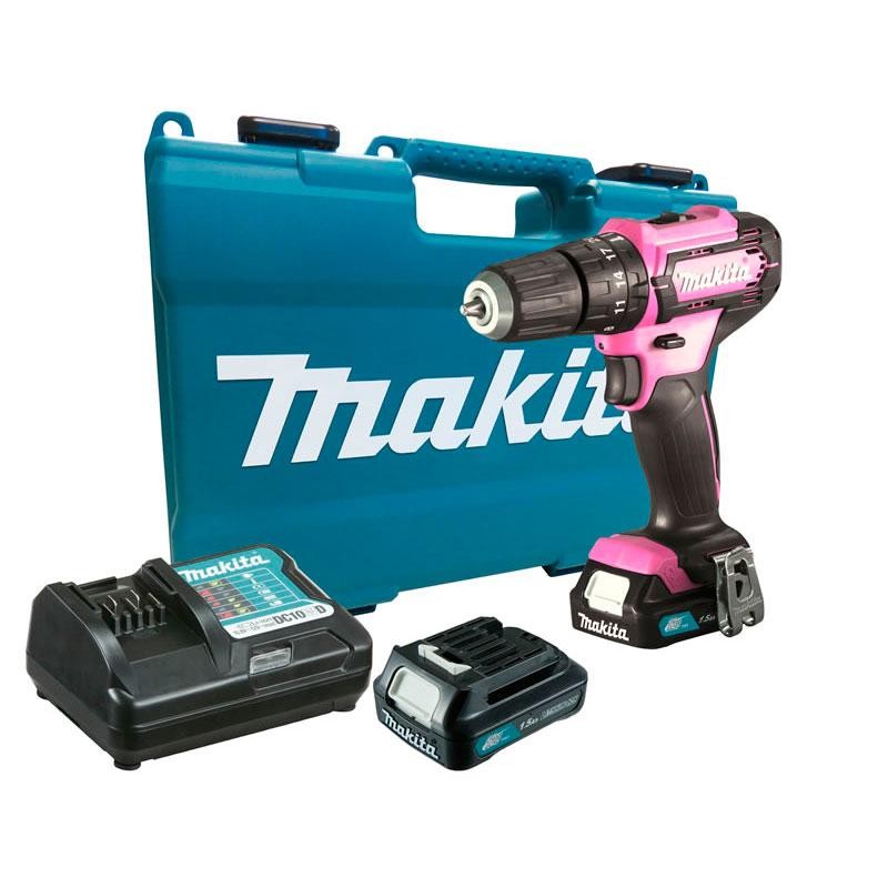 Parafusadeira Furadeira Impacto 12V Rosa 10Mm Sem Fio 2 Baterias Carregador Maleta HP333DWYEP Makita em Oferta na Shopee