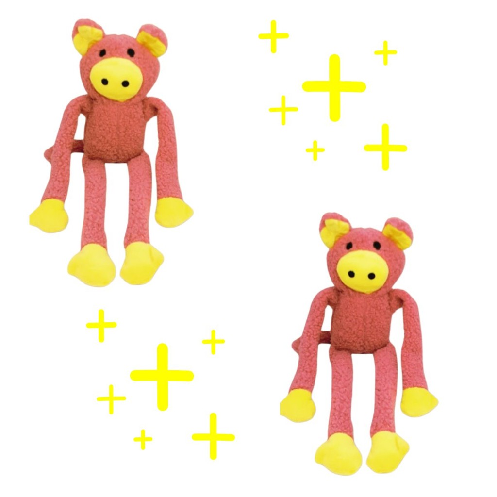 Kit 2 Brinquedo Bichinho de Pelúcia para Cachorro Pet Cães Mordedor Porco Grande com Apito Som