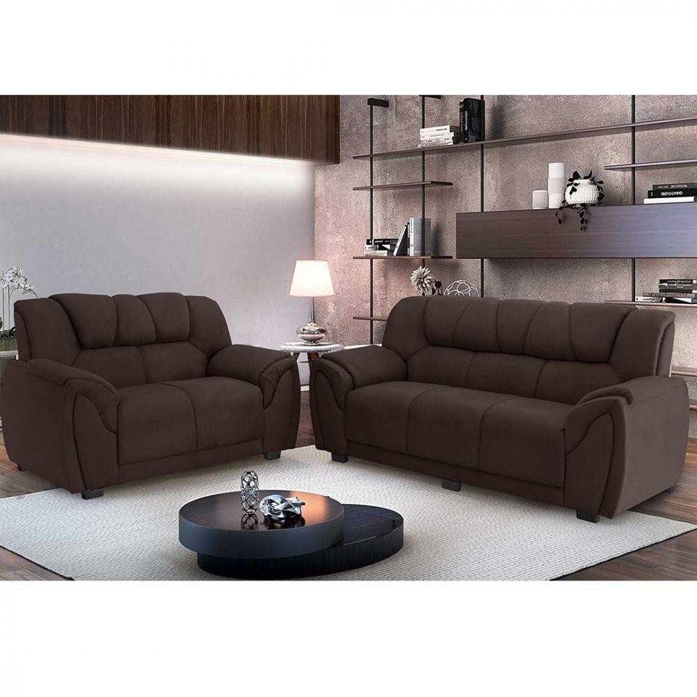 Sofa Parana Moscou 3 E 2 Lugares Marrom em Oferta na Shopee