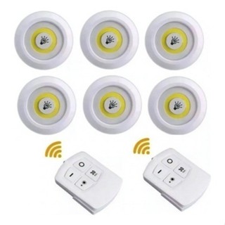 Kit Luminária Com 6 Lâmpadas Led Sem Fio C/ 2 Controles Cor Branco Frio ou Quente Armário Emergência em Oferta na Shopee