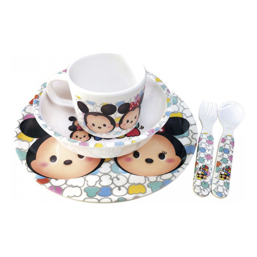 Jogo De Refeição Infantil Mickey Minnie Branco tsumtsum