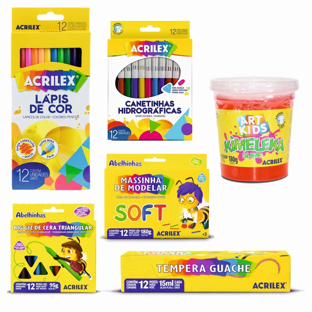 Melhor Kit Material Escolar Volta Às Aulas 5 Peças + Geleia Brinquedo em Oferta na Shopee