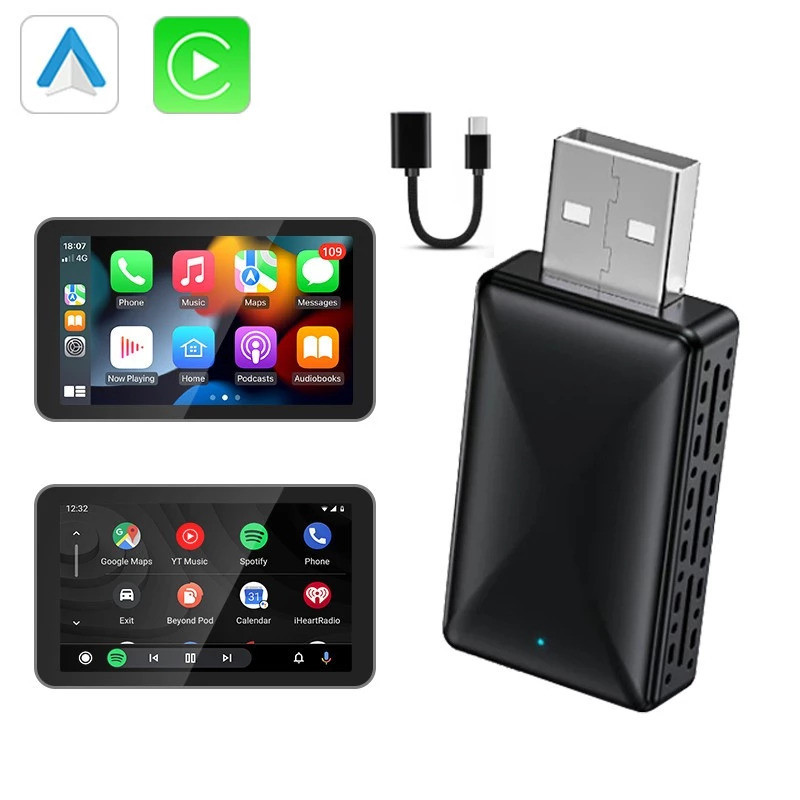 Mini Adaptador CarPlay Sem Fio 2 Em 1 2024 , Fácil De Configurar E Atualizar Com Android Auto Para , Conecta Rapidamente