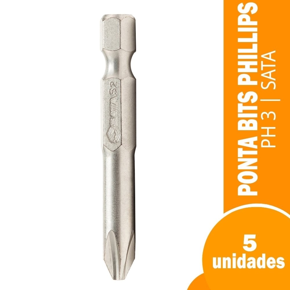 Ponta Bits Sata Phillips PH3 1/4 50mm - Embalagem com 5 Unidades - Home & Living