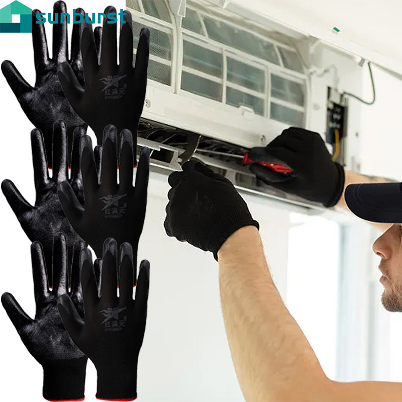 4/2/1Pairs Luvas De Trabalho De Borracha Suspensas De Nitrilo-Ferramenta De Jardim Respirável-Acessórios De Proteção Par