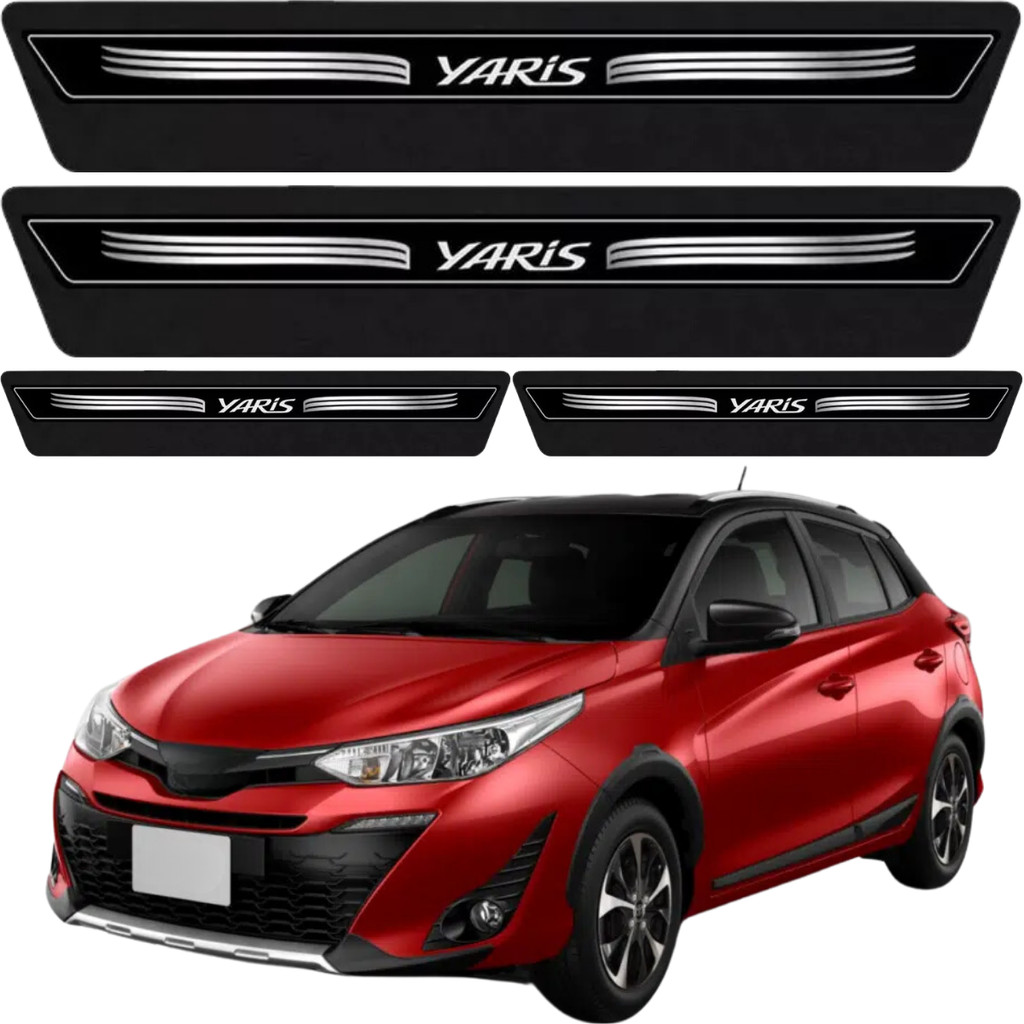 Kit 8 Pçs Soleiras Adesiva Proteção Porta Toyota Yaris Hatch Sedan 2018 19 20 21 em Oferta na Shopee
