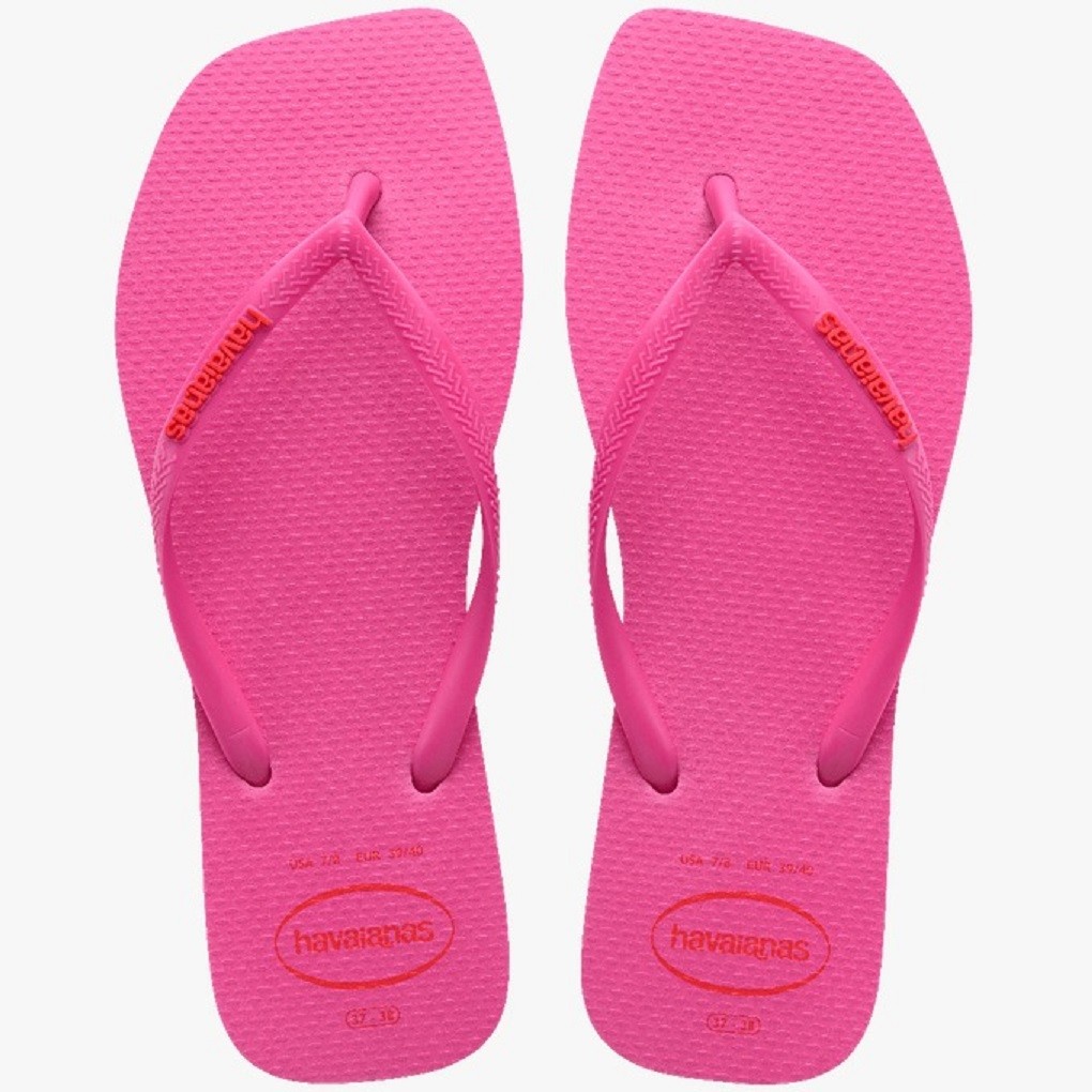 Chinelo Havaianas Feminino Slim Square Logo Pop Up Bico Quadrado
