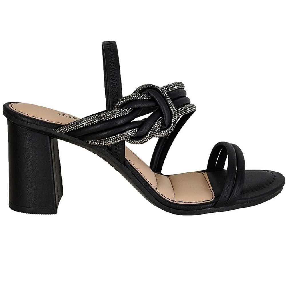Tamanco Dakota Salto Bloco Médio Strass Feminina - Preto - Women Shoes
