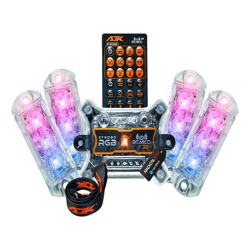 Kit 4 Strobo Automotivo Ajk 3.0 Saída p/ fita Led + Cordão - Spare Parts and Accessories for Vehicles