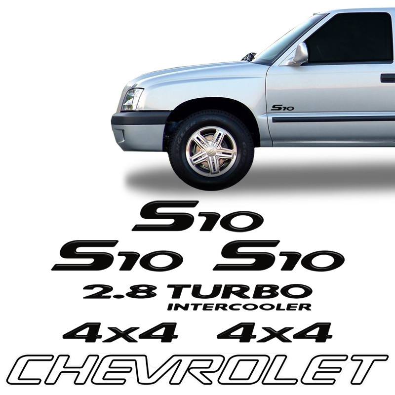 Kit Adesivos S10, 2.8 Turbo, 4x4 e Faixa Traseira Chevrolet