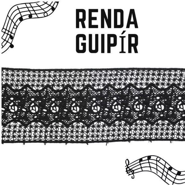 Renda Guipir CHL-614 Entremeio 9.0 Cm -  Rolo C/13.7 Metros Cor:Preto
