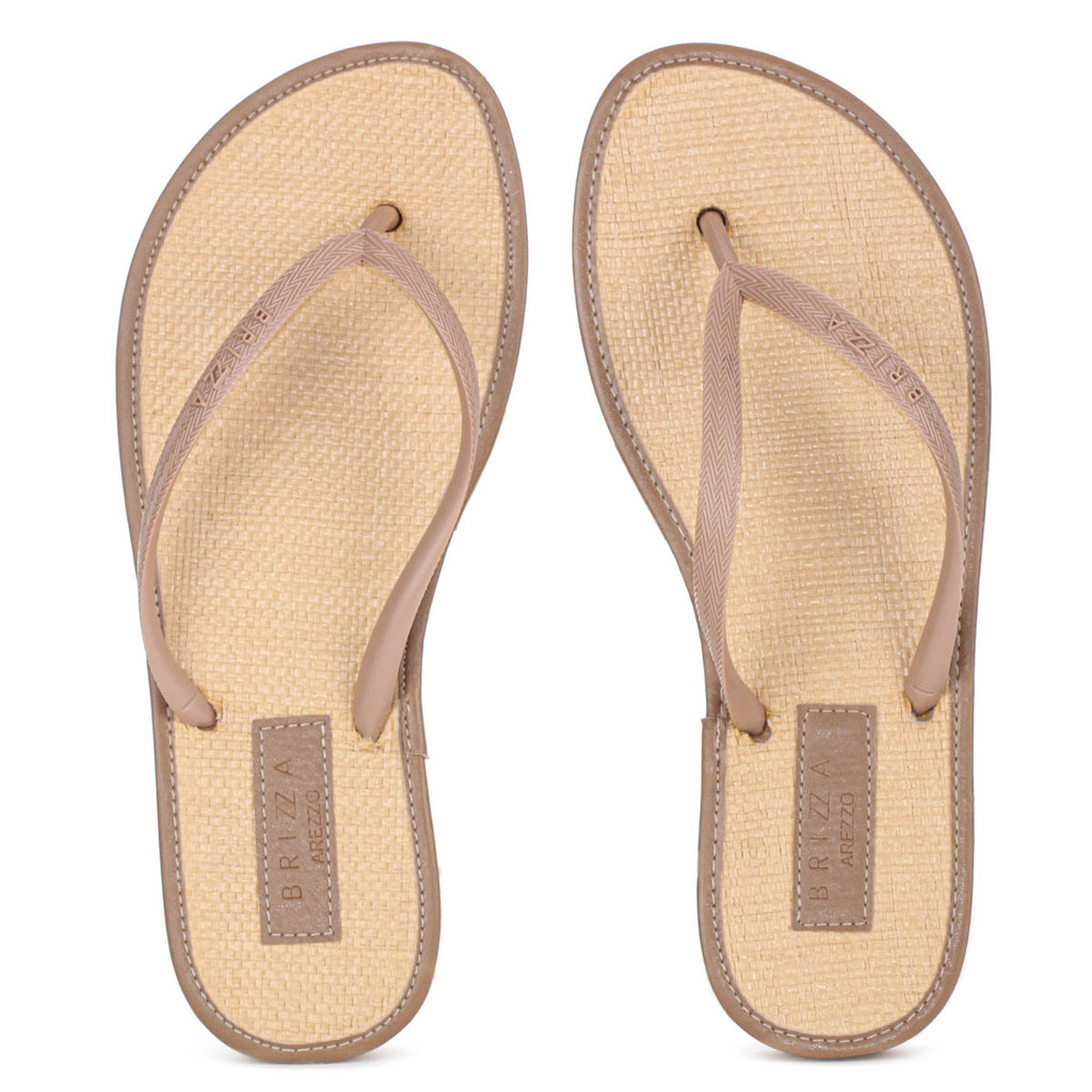 Chinelo Brizza Arezzo Essential Marrom e Bege - Feminino em Oferta na Shopee