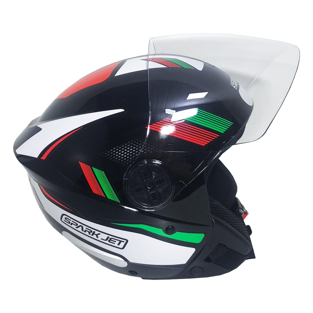Capacete Moto Aberto Ebf Spark Jet Sting Preto E Branco