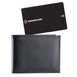 Carteira Masculina em Couro 100% Gshield Snap Guardian e ArmorCard Kit - Preta