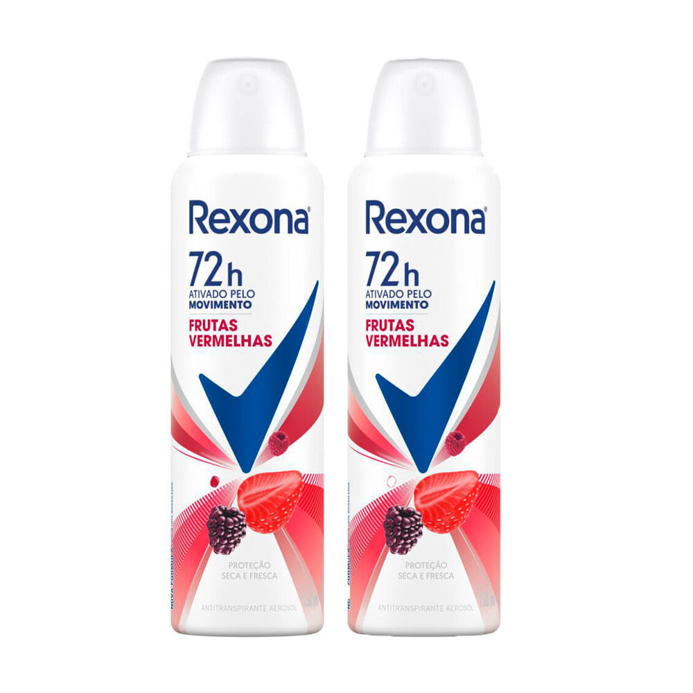 Kit 2 Desodorante Rexona Frutas Vermelhas Aerosol Antitranspirante 48h 150ml - Beauty