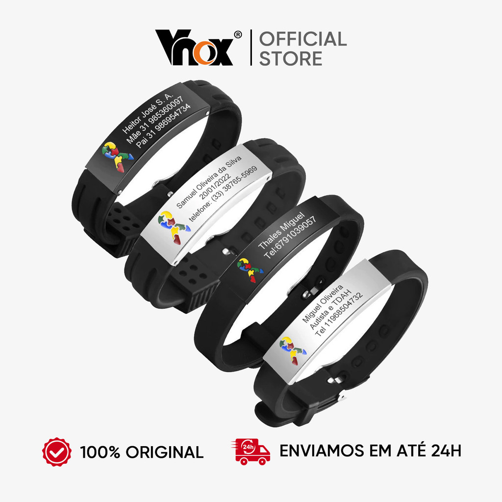 Vnox Pulseira De Aço Inoxidável Para Homens Ajustável Com O Logotipo Do Autismo Pulseira,Silicone Gravação Personalizada em Oferta na Shopee