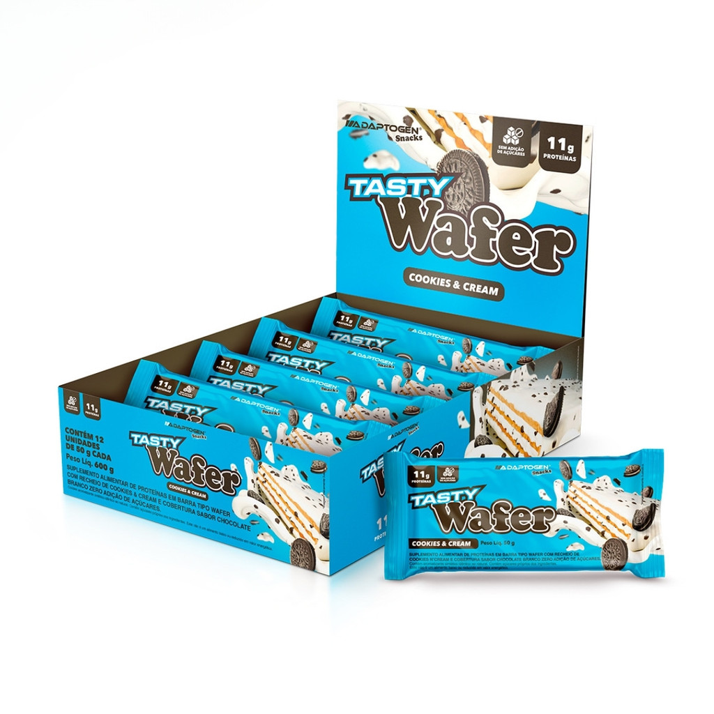 Tasty Wafer Caixa Com 12 Unidades de 50g Adaptogen Cookies em Oferta na Shopee
