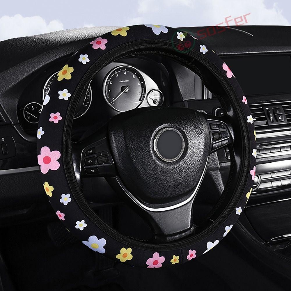 Capa De Volante SOSFER , Carro Antiderrapante Impressa Em Flores , Acessórios Automotivos Protetor De Cinto De Segurança