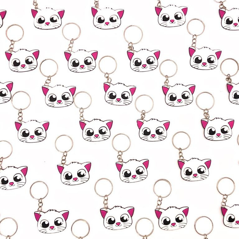 Lembrancinha Gatinho Branco Pet 10un Chaveiro Gato PetShop Festinha Abertura