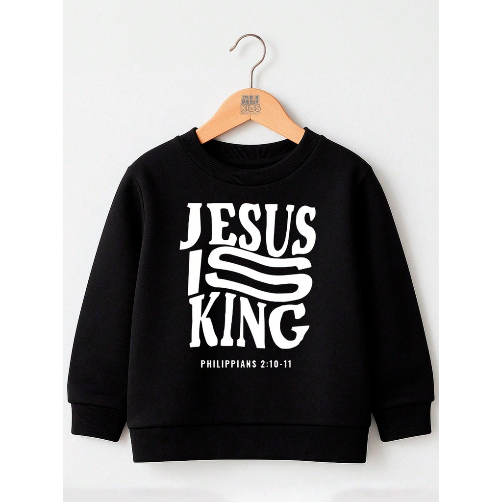 Blusa de Moletom Outono Inverno Juvenil e Infantil Jesus King