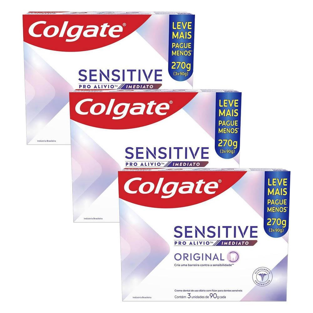 Kit 3 Pack Creme Dental Colgate Sensitive Pro-alívio Imediato 90g em Oferta na Shopee