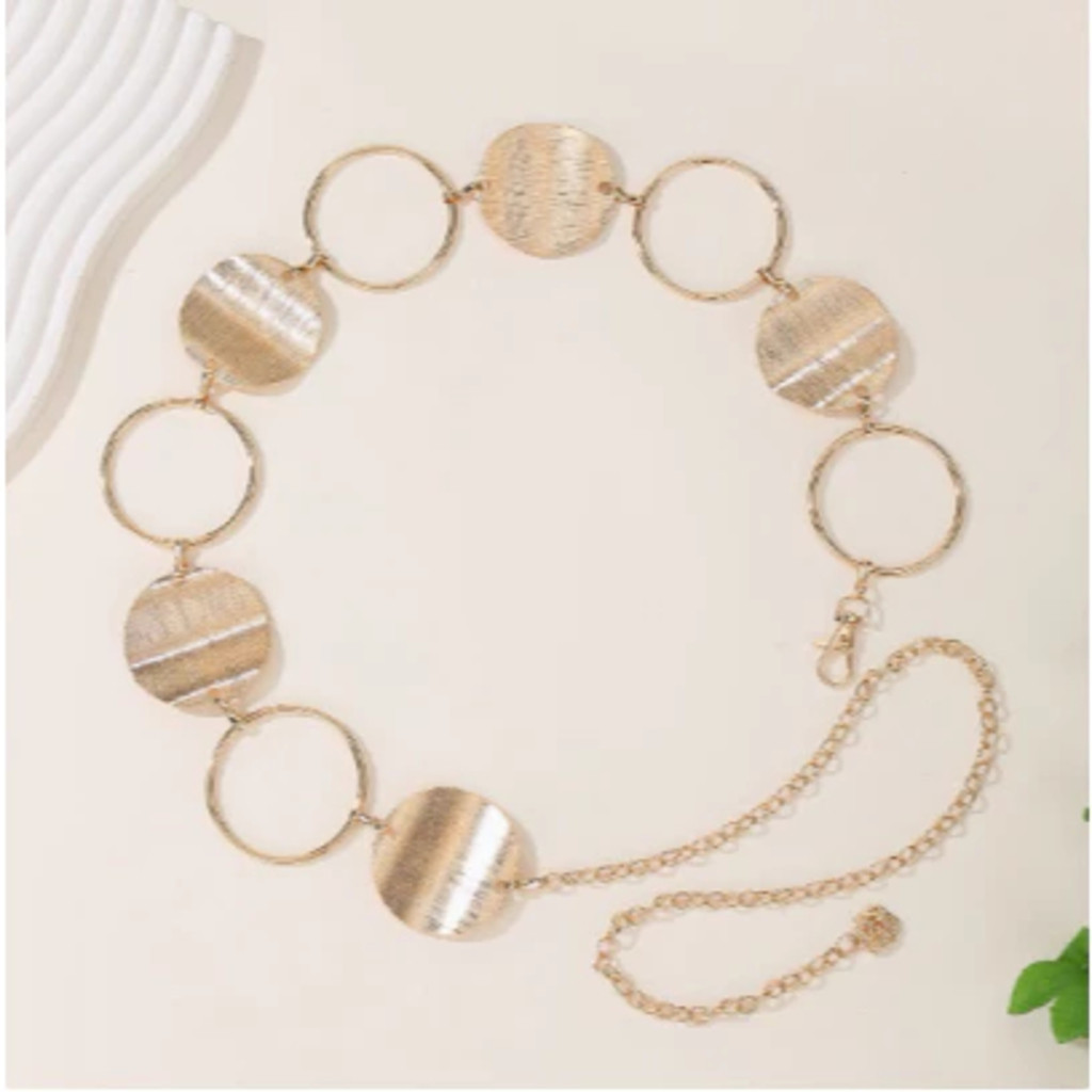 Cinto corrente Moda dourado prata largura 5.5 cm em Oferta na Shopee