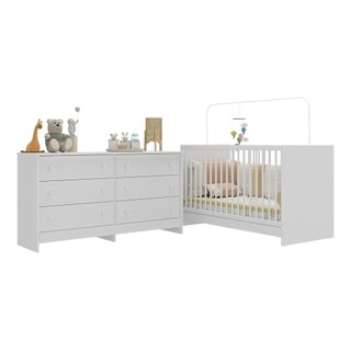 Berço 3 em 1 com Colchão Incluso e Cômoda Framboesa Multimóveis MP4296 em Oferta na Shopee