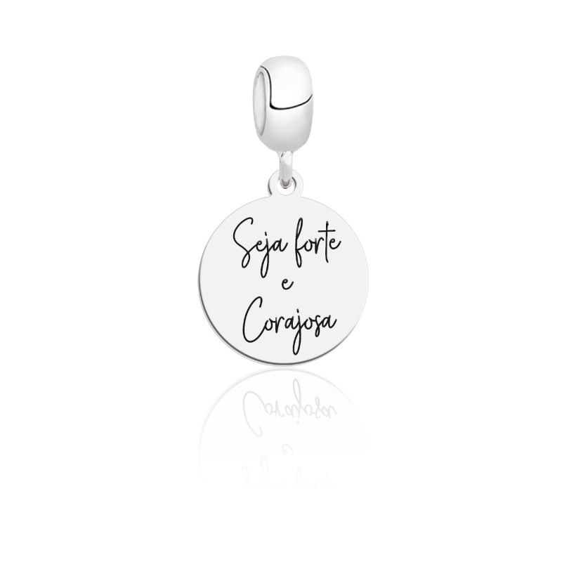 Berloque  Seja Forte e Corajosa Em Prata 925 em Oferta na Shopee
