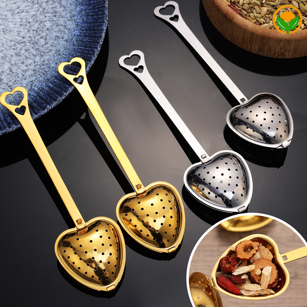 Infusor De Chá De Aço Inoxidável , Formato De Coração , Filtro , Bloqueio De Bola Especiarias , Malha , Acessórios De Co