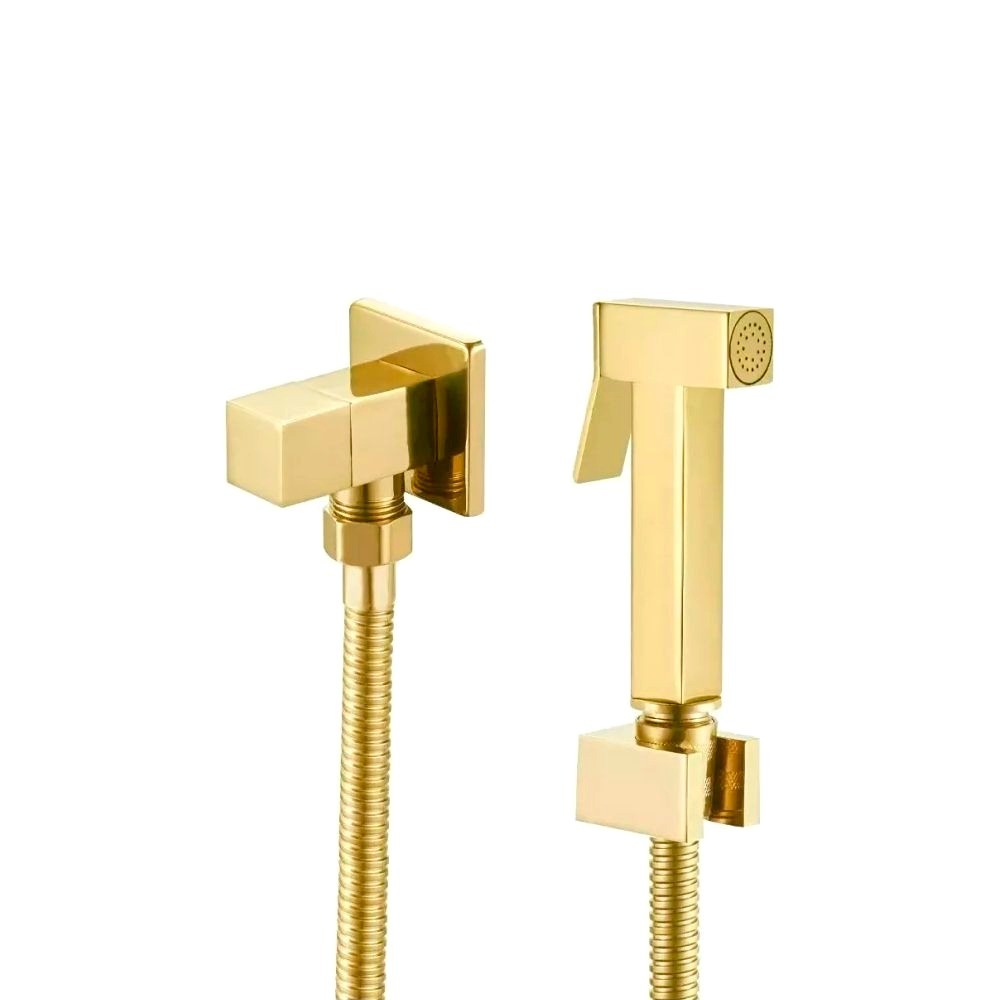 Ducha Higiênica Quadrada 1,2 Metros Metal Dourada