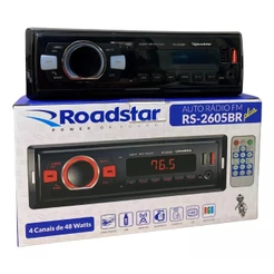 Rádio Som Automotivo Bluetooth Usb Sd Fm Mp3 Roadstar RS-2605BR Plus