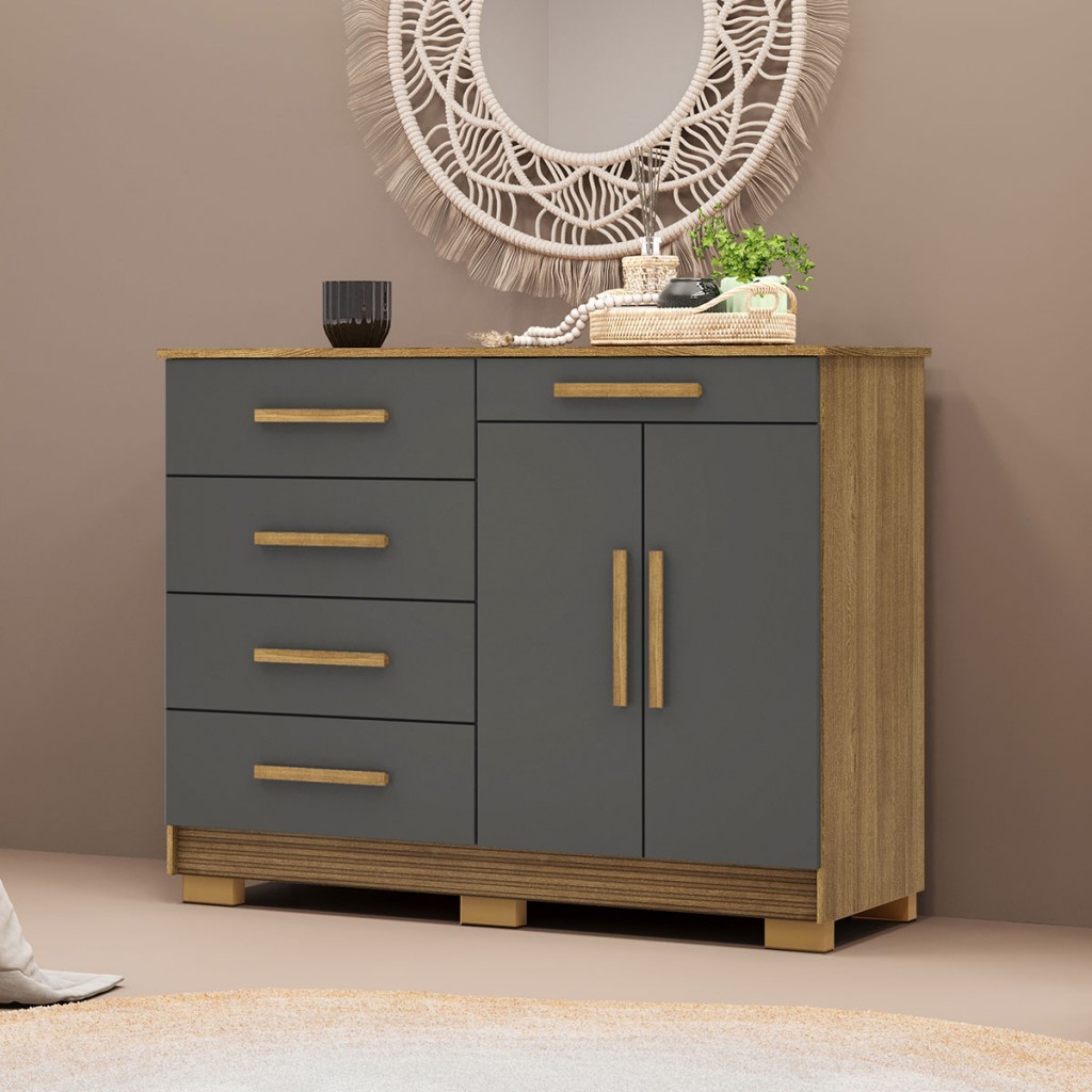 Cômoda Jasper 2 Portas 5 Gavetas em Oferta na Shopee