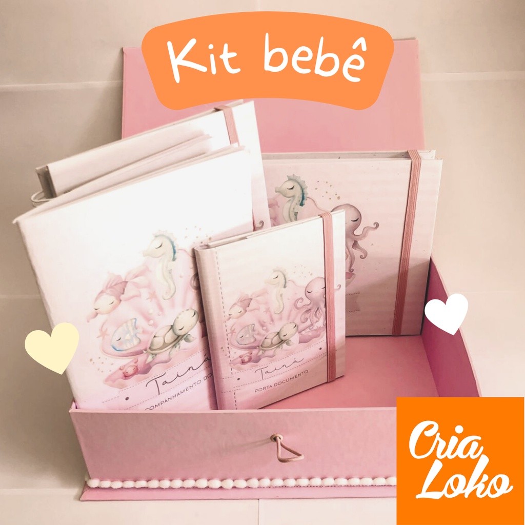 Kit Maternidade Bebe Caderneta Vacina Livro do Bebe Porta documento Acompanhamento do bebê Caixa