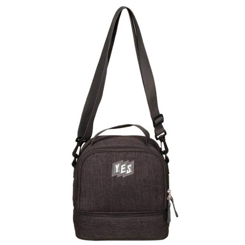 Bolsa Térmica Cinza com Cinta para Lancheira Marmita Mochila Passeio Alça Transversal Almoço Nova