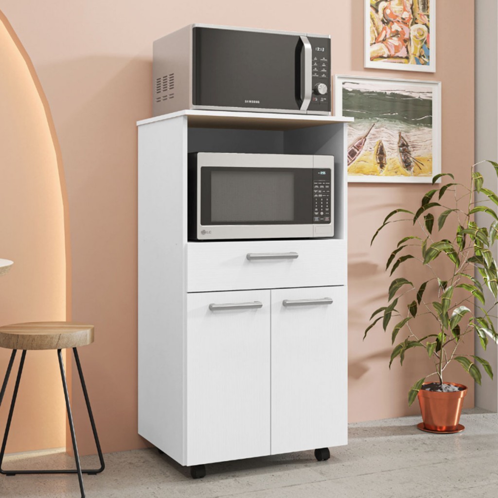 Armário de Cozinha Duetto 2 Portas 1 Gaveta Branco - Kits Paraná - Home & Living