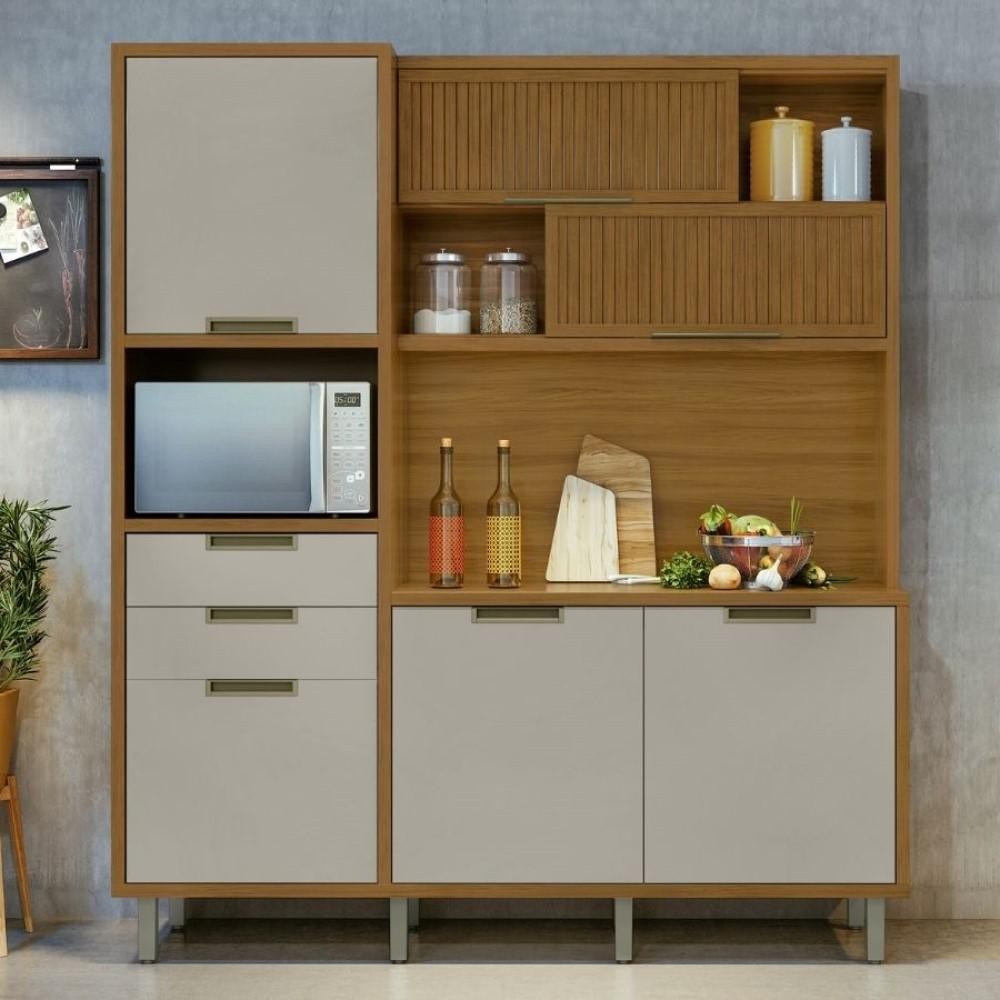 Cozinha Compacta Imperatriz MDF 6 Portas Freijó Off White em Oferta na Shopee