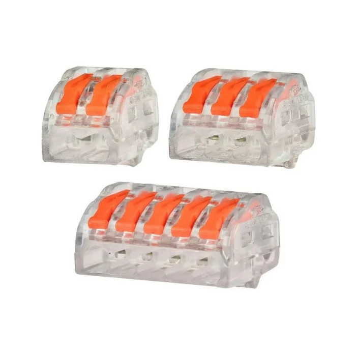 Kit 5 Unidades Conector Wago Borne Emenda Conector Emenda 2 a 4 vias Fios 0,5 a 4,0 mm