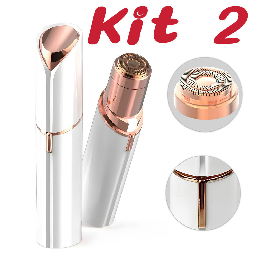 Kit 2 Batom Portátil Depilador Facial Buço Rosto Aparador Pelos   alex