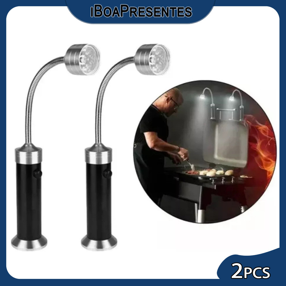 kit 2 Lanternas Magnéticas Luz Do Pescoço Ganso Candeeiro Acionador De Partida Grelha Lâmpada Churrasqueira De Leitura